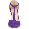 imageAllegra K Womens Rounded Toe Stiletto Heel TStrap Dress Purple Pumps 65 M US