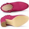 imageAllegra K Womens Ruffle Block Heel Ankle BootsHot Pink