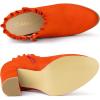 imageAllegra K Womens Ruffle Block Heel Ankle BootsOrange