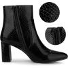 imageAllegra K Womens Snakeskin Print Boots Halloween Costumes Chunky High Heels Ankle BootsBlack