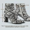 imageAllegra K Womens Snakeskin Print Boots Halloween Costumes Chunky High Heels Ankle BootsBlack White