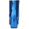 imageAllegra K Womens Snakeskin Print Boots Halloween Costumes Chunky High Heels Ankle BootsRoyal Blue