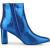 imageAllegra K Womens Snakeskin Print Boots Halloween Costumes Chunky High Heels Ankle BootsRoyal Blue