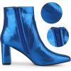 imageAllegra K Womens Snakeskin Print Boots Halloween Costumes Chunky High Heels Ankle BootsRoyal Blue