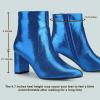 imageAllegra K Womens Snakeskin Print Boots Halloween Costumes Chunky High Heels Ankle BootsRoyal Blue