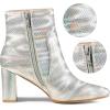imageAllegra K Womens Snakeskin Print Boots Halloween Costumes Chunky High Heels Ankle BootsSilver