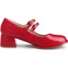 imageAllegra K Womens Square Toe Ankle Strap Block Heels Mary Janes Pumps ShoesRed