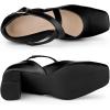 imageAllegra K Womens Square Toe Mary Jane Chunky Heels Dress ShoesBlack