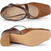 imageAllegra K Womens Square Toe Mary Jane Chunky Heels Dress ShoesBrown