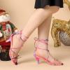 imageAllegra K Womens Strappy Tie Dye Heels Lace Up Kitten Heel SandalsBlue Pink