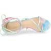imageAllegra K Womens Strappy Tie Dye Heels Lace Up Kitten Heel SandalsGreen Pink