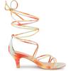 imageAllegra K Womens Strappy Tie Dye Heels Lace Up Kitten Heel SandalsOrange