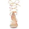 imageAllegra K Womens Strappy Tie Dye Heels Lace Up Kitten Heel SandalsOrange