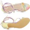 imageAllegra K Womens Strappy Tie Dye Heels Lace Up Kitten Heel SandalsYellow