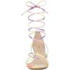 imageAllegra K Womens Strappy Tie Dye Heels Lace Up Kitten Heel SandalsYellow