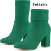 imageAllegra K Womens Stretch Round Toe Block Heel Sock Ankle BootsGreen