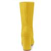 imageAllegra K Womens Stretch Round Toe Block Heel Sock Ankle BootsYellow