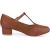 imageAllegra K Womens TStrap Mary Jane Ankle Strap Block Heels PumpsBrown