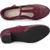 imageAllegra K Womens TStrap Mary Jane Ankle Strap Block Heels PumpsBurgundy