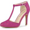 imageAllegra K Women Rounded Toe Stiletto Heel TStrap Dress Hot Pink Pumps  10 M US