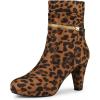 imageAllegra K Womens Ankle Zip Platform High Heel Mid Calf BootsLeopards