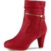 imageAllegra K Womens Ankle Zip Platform High Heel Mid Calf BootsRed