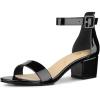 imageAllegra K Womens Block Low Heels Ankle Strap SandalsBlack Patent
