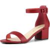 imageAllegra K Womens Block Low Heels Ankle Strap SandalsRed
