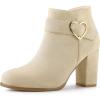 imageAllegra K Womens Buckle Side Zip Chunky Heels Ankle BootsBeige