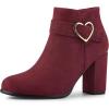imageAllegra K Womens Buckle Side Zip Chunky Heels Ankle BootsBurgundy