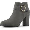 imageAllegra K Womens Buckle Side Zip Chunky Heels Ankle BootsGrey