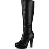 imageAllegra K Womens Chunky Heel Round Toe Platform Knee High BootsBlack