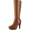 imageAllegra K Womens Chunky Heel Round Toe Platform Knee High BootsBrown