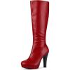 imageAllegra K Womens Chunky Heel Round Toe Platform Knee High BootsRed