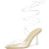 imageAllegra K Womens Clear Heels Lace Up Strappy Stiletto Transparent Heel SandalsGold