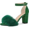 imageAllegra K Womens Faux Fur Ankle Strap Block Heels SandalsGreen