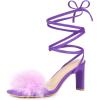 imageAllegra K Womens Faux Fur Slingback Block Heels Lace Up SandalsLight Purple