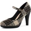 imageAllegra K Womens Houndstooth Platform Stiletto Heels Mary Janes PumpsBlack Brown