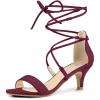 imageAllegra K Womens Kitten Heel Lace Up Open Toe SandalsBurgundy