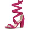 imageAllegra K Womens Lace Up Block Heels SandalsHot Pink
