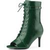 imageAllegra K Womens Lace Up Peep Toe Stiletto Heel Ankle BootsDark Green
