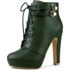 imageAllegra K Womens Lace Up Strap Platform Block Heels Ankle BootsDark Green