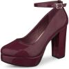 imageAllegra K Womens Platform Ankle Strap Chunky Heel Mary Janes PumpsBurgundy