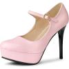imageAllegra K Womens Platform Mary Jane Pumps Ankle Strap Stiletto High Heels Dress ShoesPink