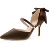 imageAllegra K Womens Pointed Toe Bow Satin Stiletto Heels PumpsBrown