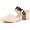 imageAllegra K Womens Pointed Toe Chunky Heel Dress Mules PumpsBeige Pink
