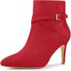 imageAllegra K Womens Pointy Toe Buckle Cross Straps Stiletto Heel Ankle BootsRed