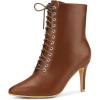 imageAllegra K Womens Pointy Toe Lace Up Stiletto Heel Ankle BootsBrown
