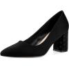 imageAllegra K Womens Pointy Toe Slip on Plaid Printing Closed Toe Dress Shoes Chunky Heel PumpsBlack