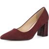 imageAllegra K Womens Pointy Toe Slip on Plaid Printing Closed Toe Dress Shoes Chunky Heel PumpsBurgundy